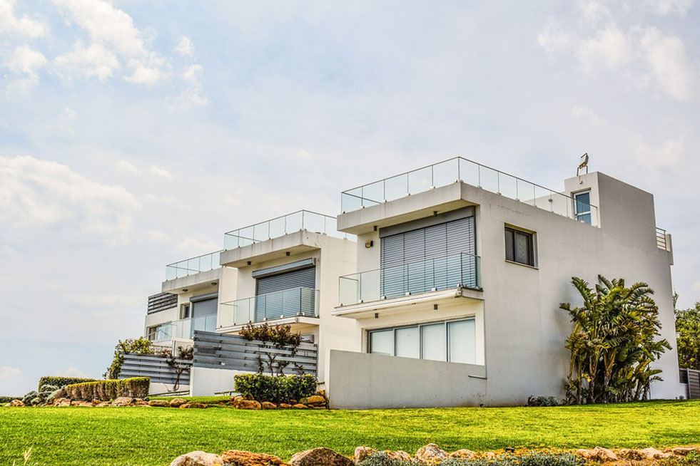 wide angle view of the house